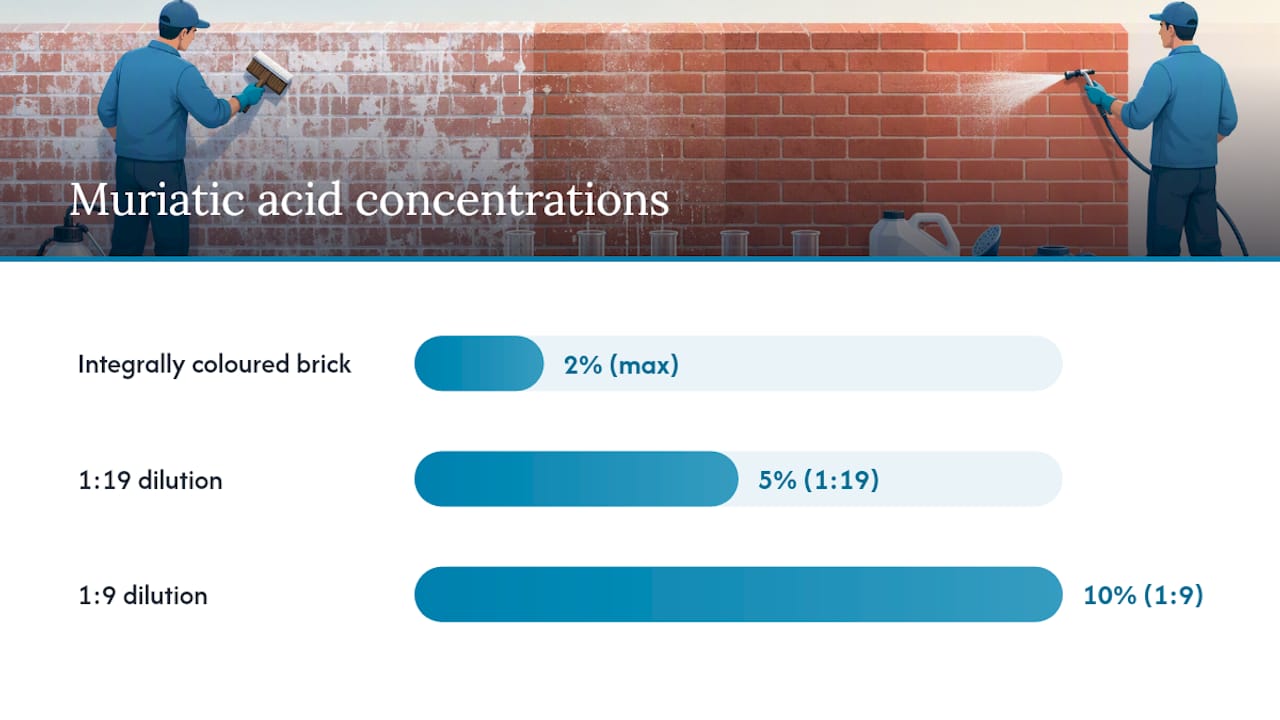 Diagram showing acid dilution ratios and brick type tolerances