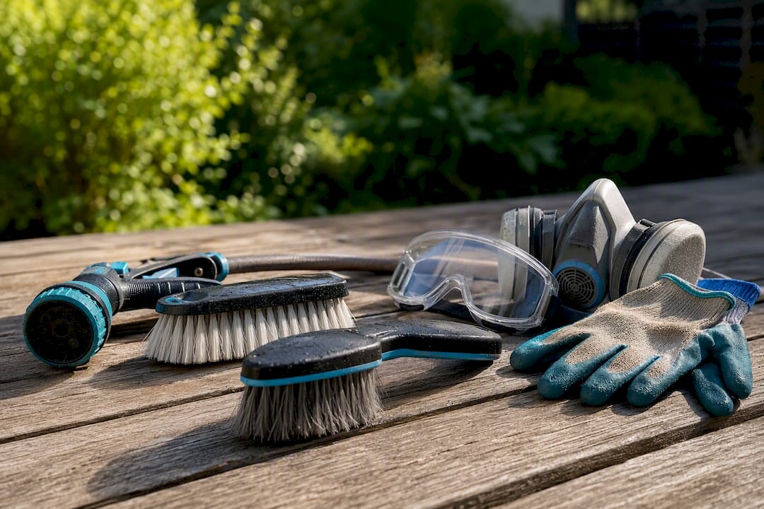 Brushes and protective gear for brick cleaning