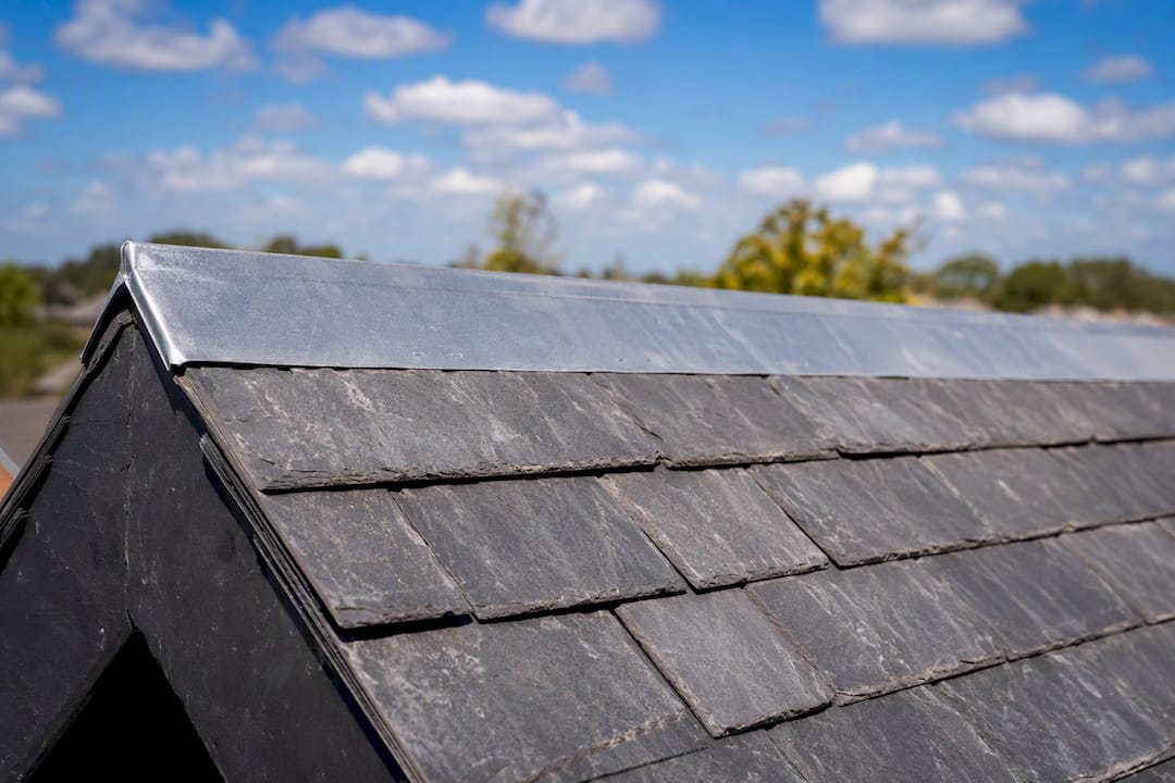 Zinc strip on roof ridge for moss prevention