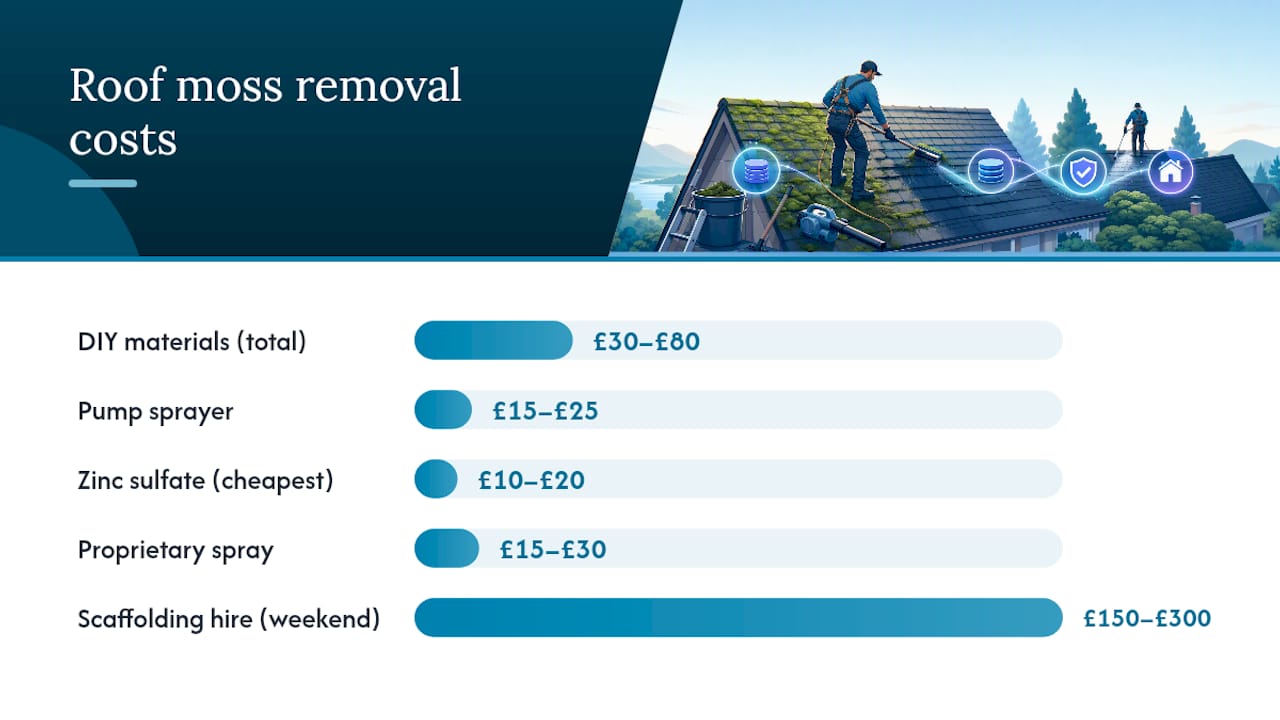 Cost comparison infographic of roof moss removal options