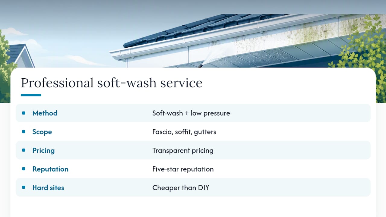 What does a professional soft-wash service actually involve? — overview diagram