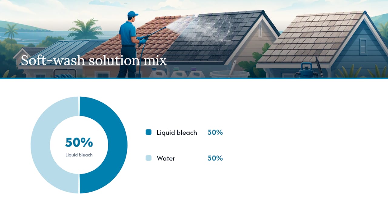Soft washing: the safer way to clean a roof, step by step — overview diagram